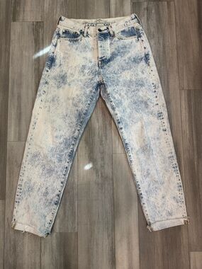 Topman Blue & White Acid-Wash Relaxed Jeans